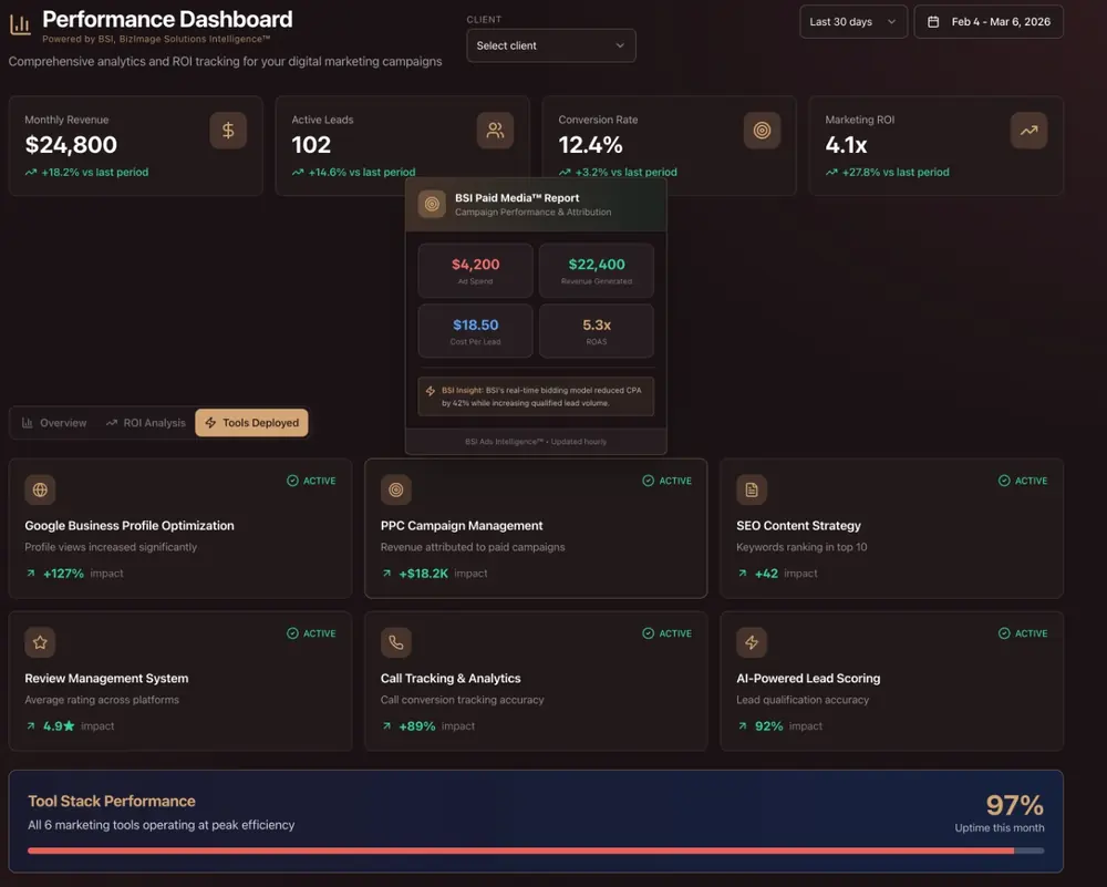 BSI Performance Dashboard Tools Deployed view